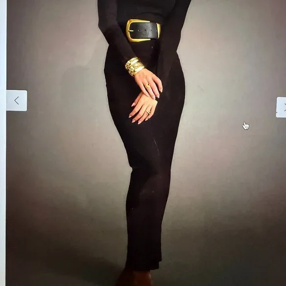 12th Tribe Gemma Black Long Sleeve Ribbed Maxi Dress ~ NWT - Picture 4 of 10